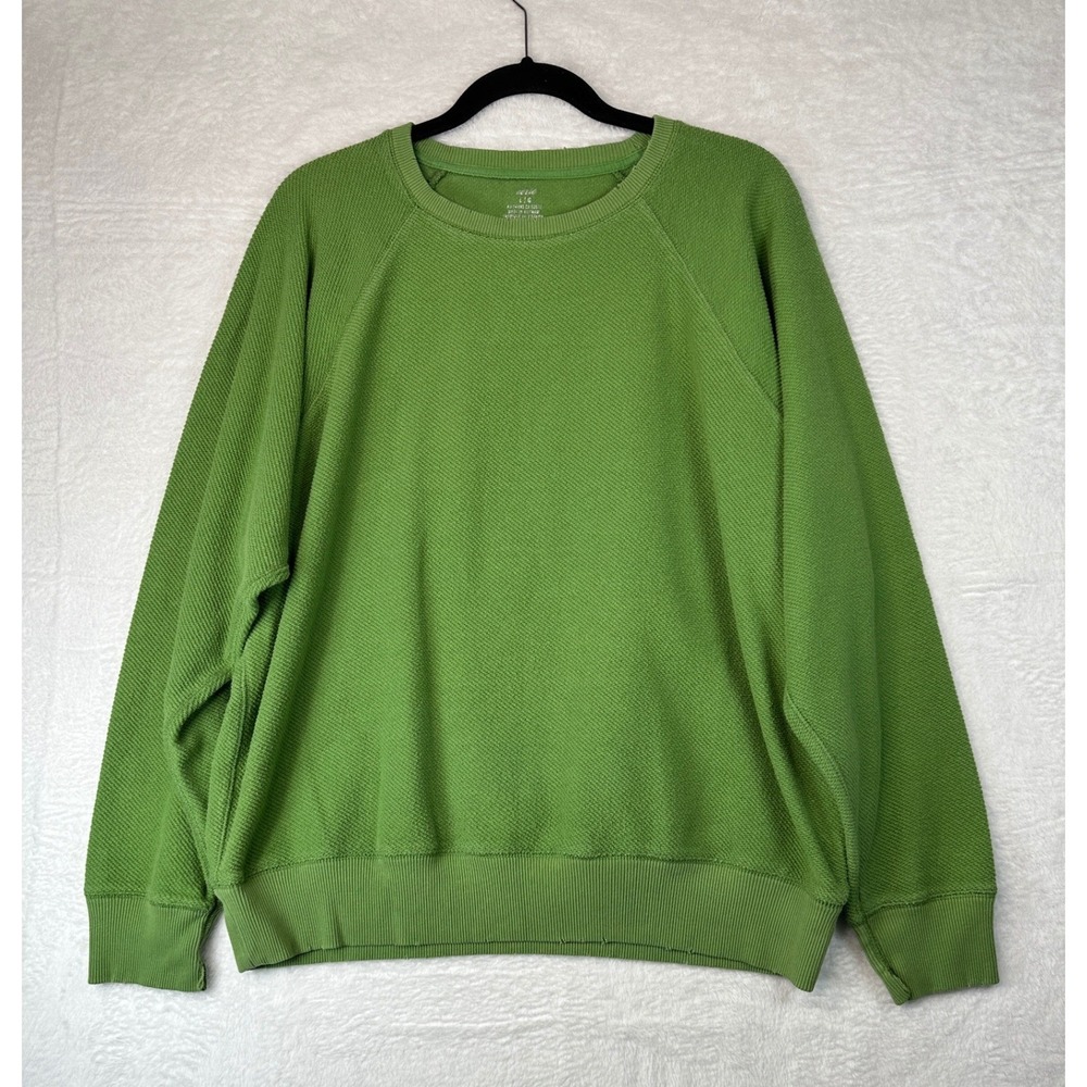 Aerie Sweatshirt Womens Large Green Textured Raglan Long Sleeve Top